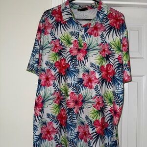 Men's Floral Greenside Golf Polo Shirt in Pink Multi